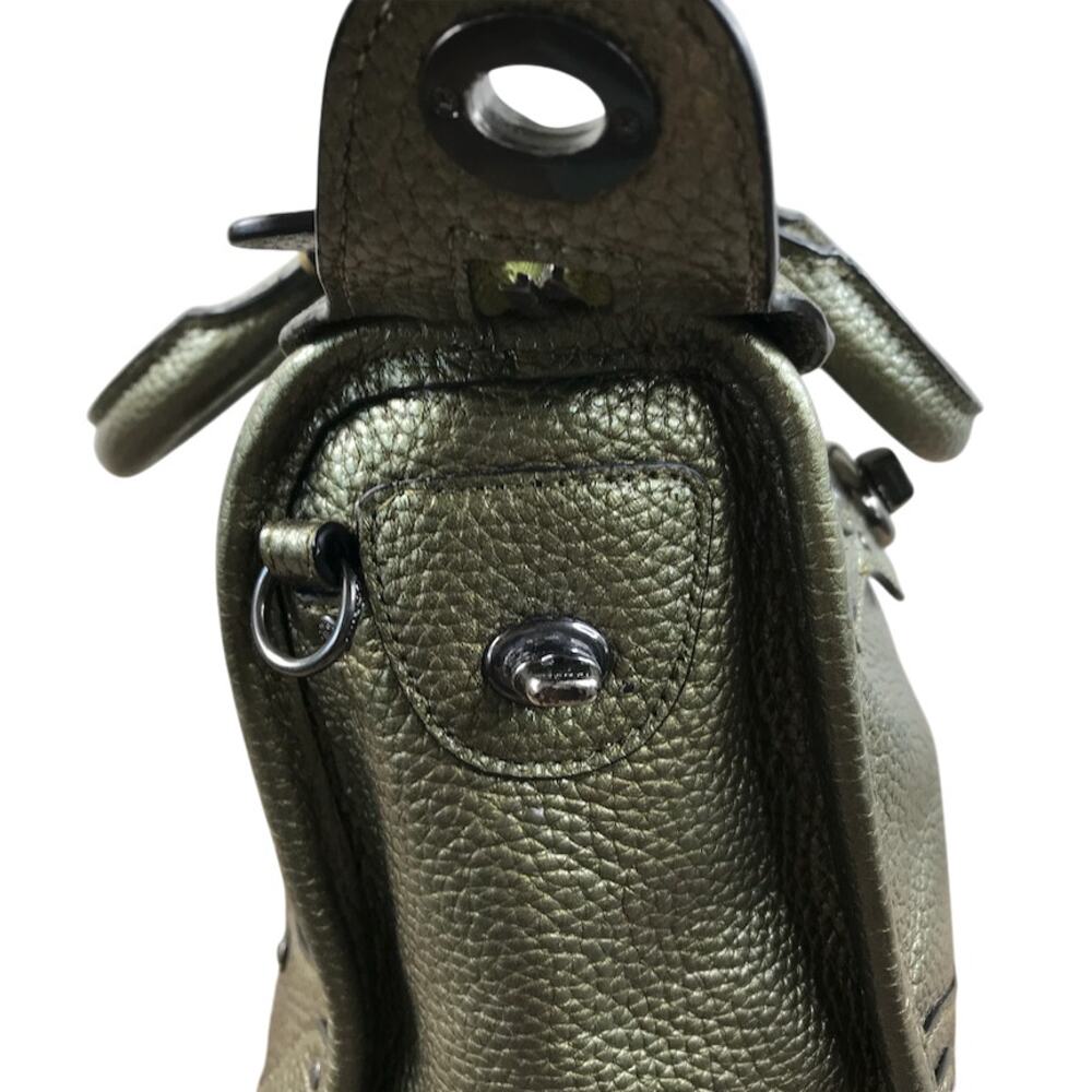 COACH Metallic Pebble Leather Mini Rhyder 33 Satchel Bag Rare Green Office Chic - Picture 9 of 12